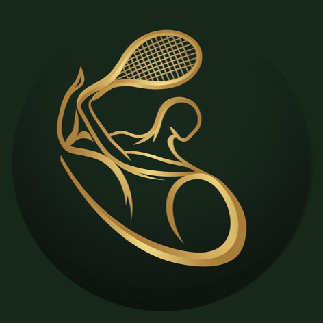 FunTennis logo — gold tennis player on a dark green circle
